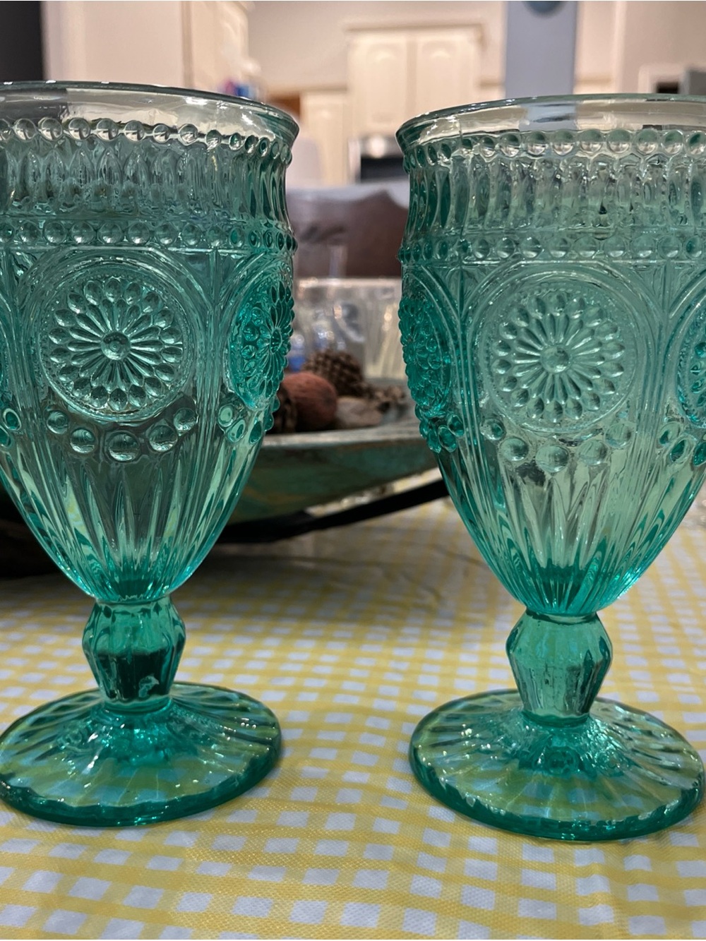 The Pioneer Woman Teal Pressed Glass Goblets - Set of 2